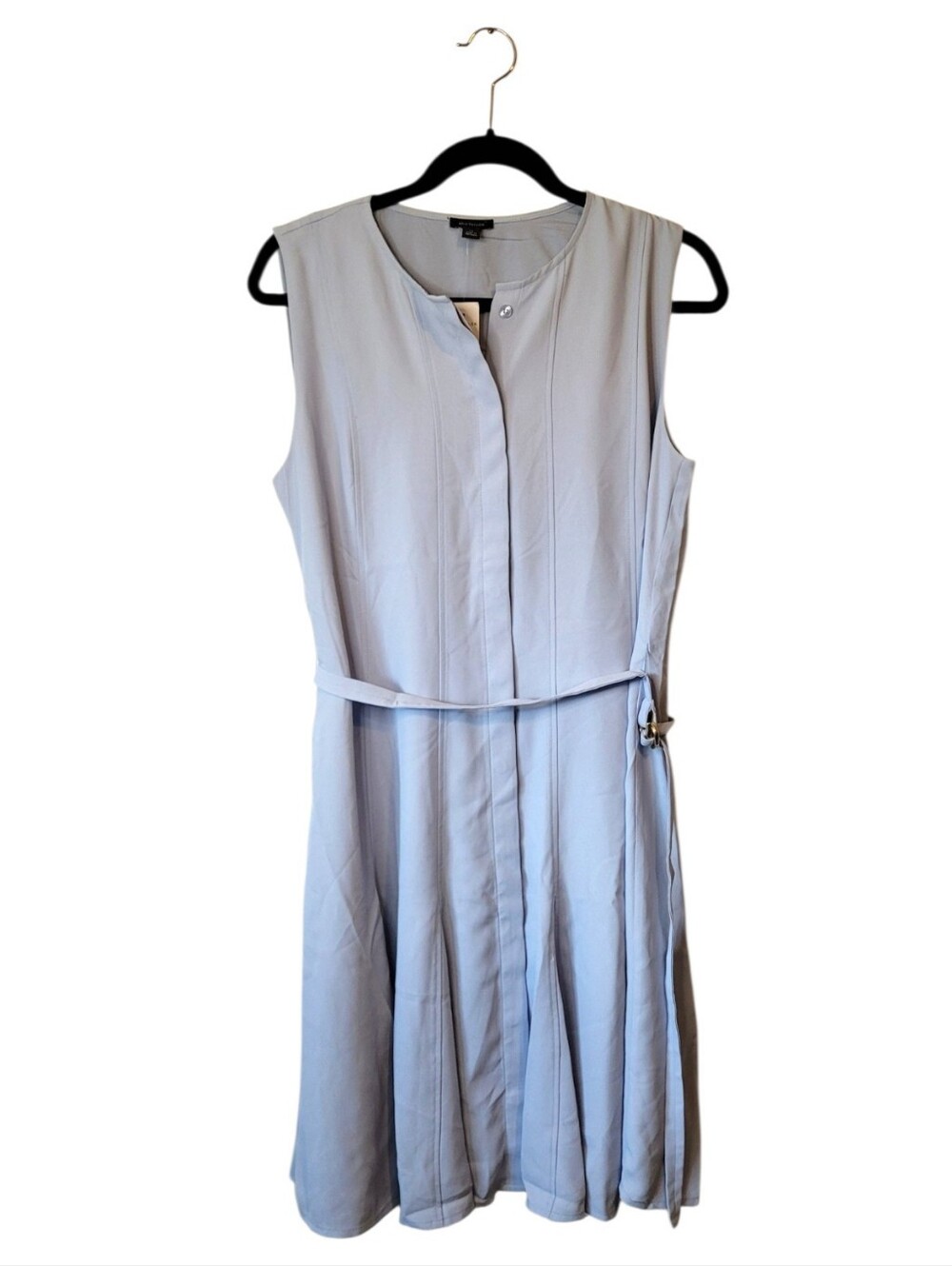 Ann Taylor 2026 Sleeveless Light Blue Belted Dress Size 10 NWT Flawed